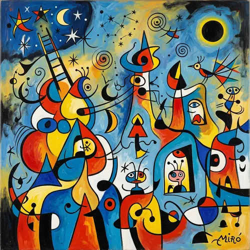 Surreal Architecture in Joan Miró Style