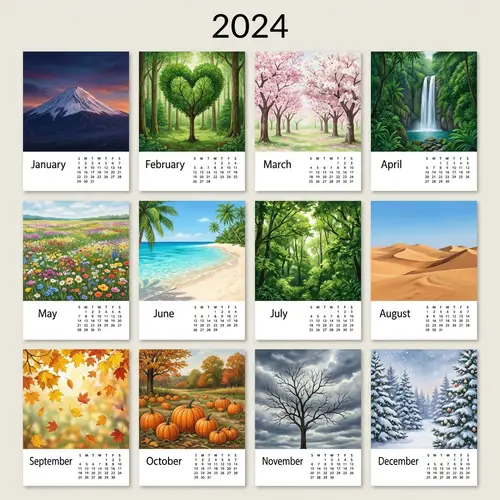 2024 Nature-Themed Calendar: 12-Month Printable Calendar