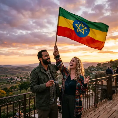 Celebrating Ethiopia: Smoking Cigars Under Serene Sunset Sky