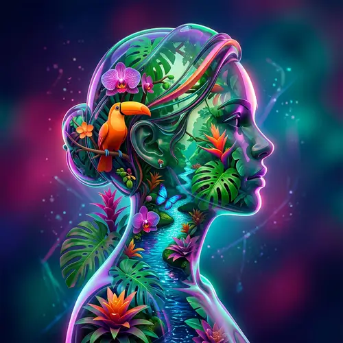 Vibrant Colorful 3D Double Exposure Art