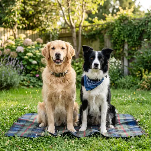 Two Dogs Sitting Side by Side