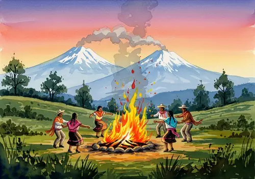 Dancing Around Fire: Popocatépetl & Iztaccíhuatl Art