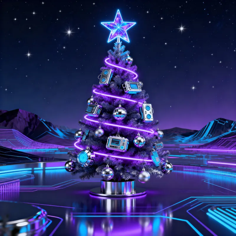 Futuristic Cyber-Themed Christmas Tree Design