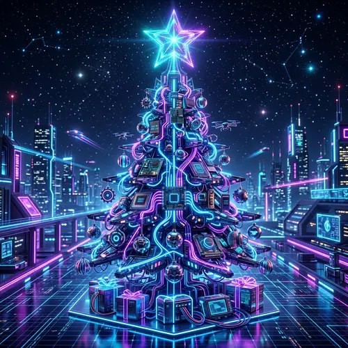 Futuristic Cyber-Themed Christmas Tree Design