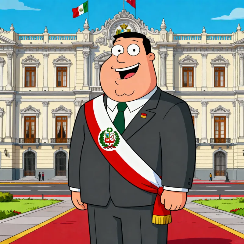 Glenn Quagmire in Formal Attire at Peru's Government Palace
