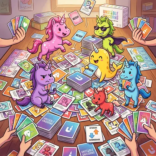 Playful Unicorns in Unstable Unicorns Game Art