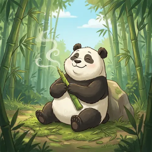 Blissful Panda in Bamboo Grove | Relaxing Scene with Mysterious Substance