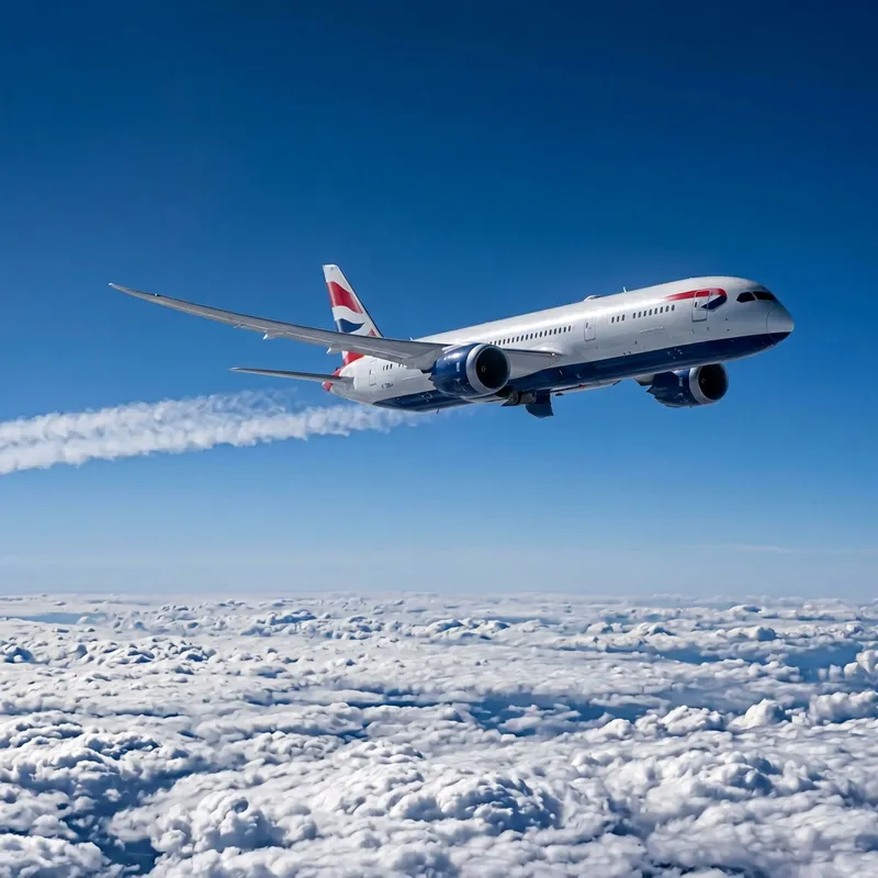 Aerial Plane Flying in Blue Sky