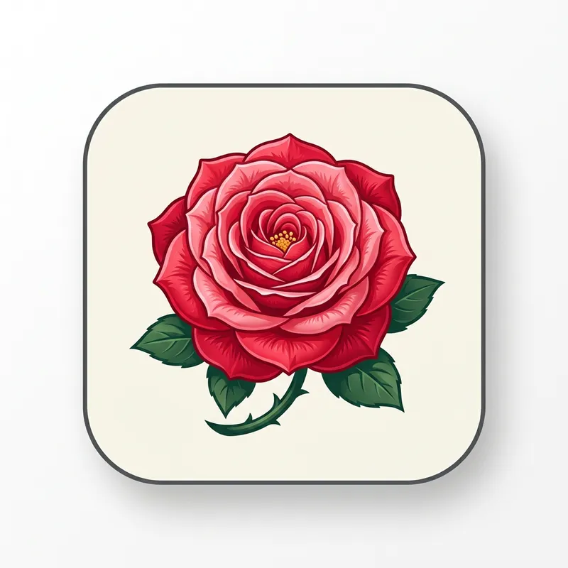 Rose Flower Icon - Bright Red/Pink Bloom