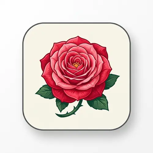 Rose Icon - Vibrant Red or Pink Petals