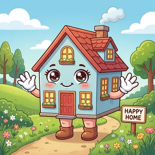 Cute House Mascot Character Design