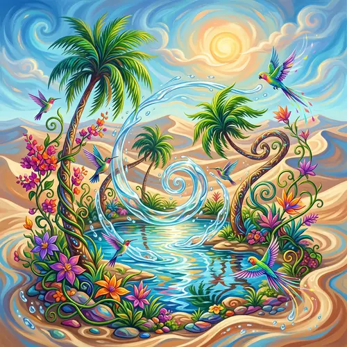 Vibrant Desert Oasis | Abstract Scene