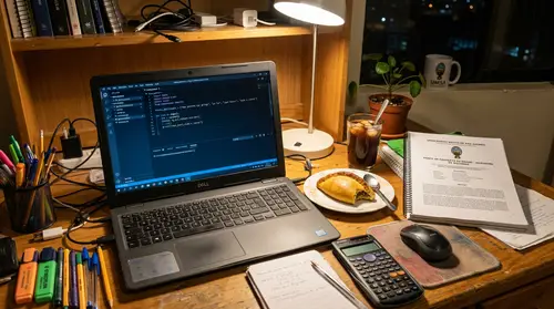 Student Study Desk Setup with Python Coding