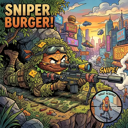 Sniper Burger: Comic Character Action Art