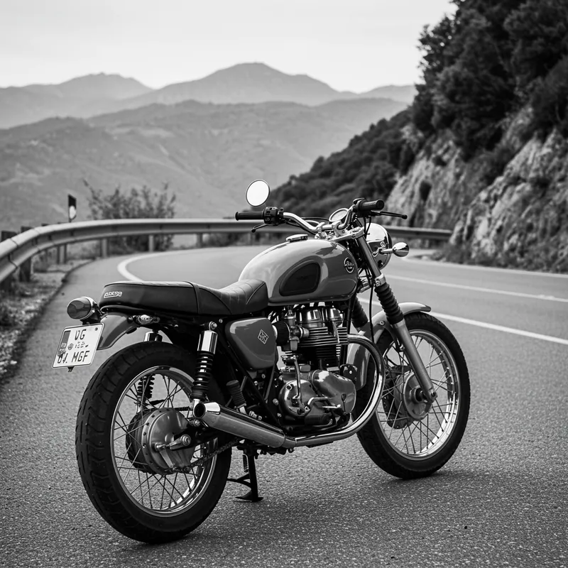 Vintage Motorcycle on Winding Mountain Road