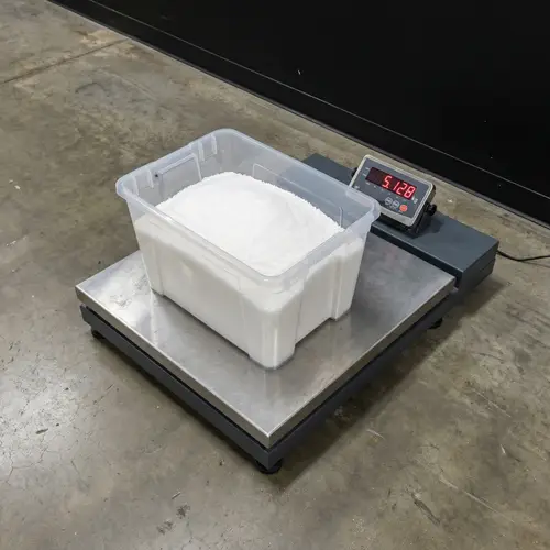 Hyper-Realistic Scale with Transparent Container and Crystalline Substance