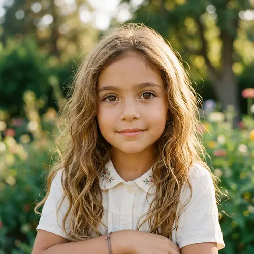 Innocent 8-Year-Old Hispanic Girl with Golden Hair