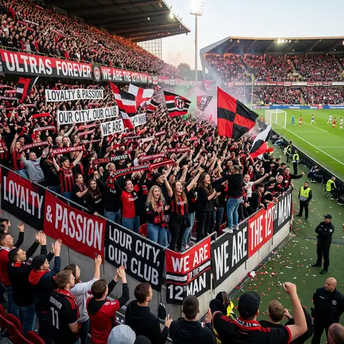 Enthusiastic Soccer Ultras in Packed Stadium