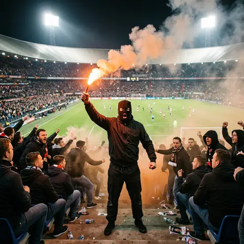 Male Hooligan Causing Havoc at Sports Stadium - Exciting Scene