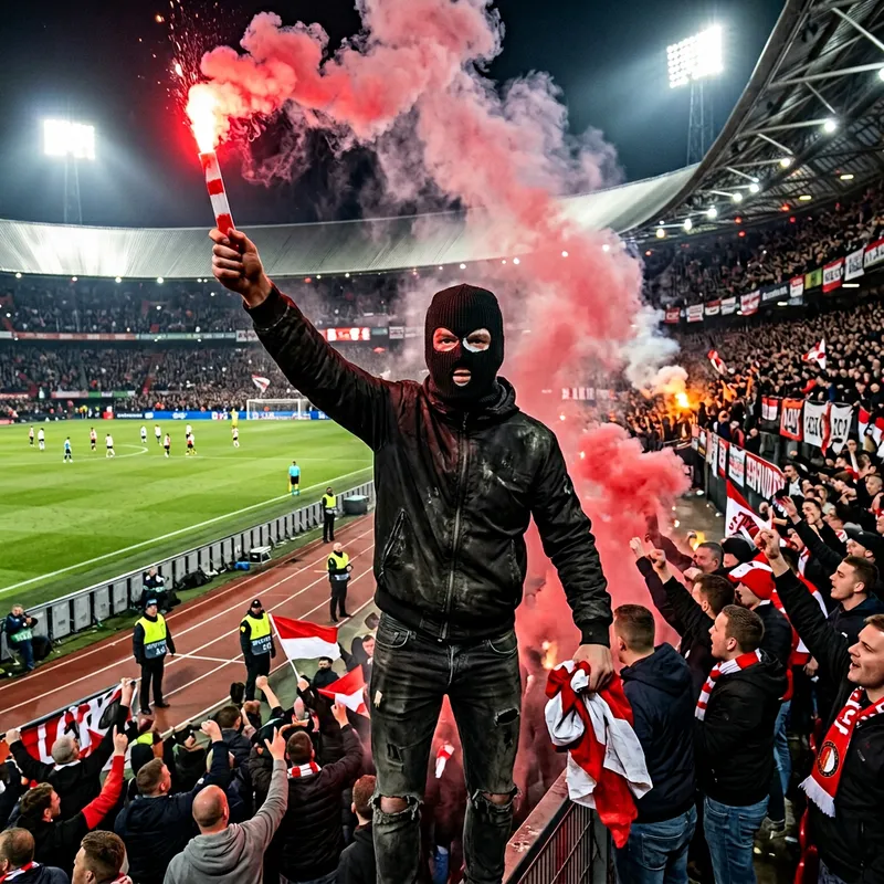 Male Football Hooligan Chaos at Sports Stadium