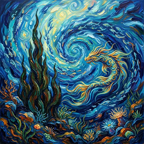 Undersea Creatures in Van Gogh Style