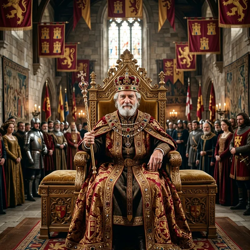 Majestic King Seated on Throne | Medieval Royalty Majestic King Seated on Throne | Medieval Royalty