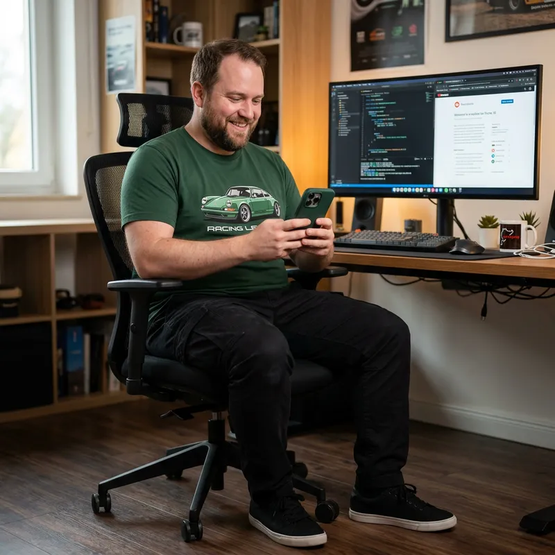 Casual Style: Man in Green Shirt with iPhone 16
