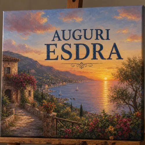 Beautiful Canvas Landscape with 'Auguri Esdra'