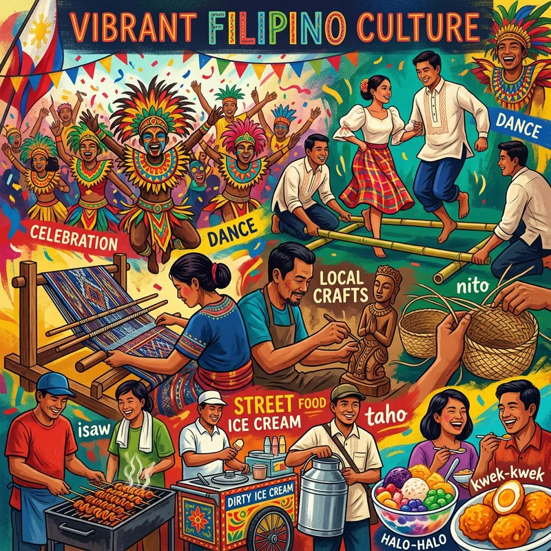 Explore Vibrant Filipino Culture in Colorful Collage Explore Vibrant Filipino Culture in Colorful Collage