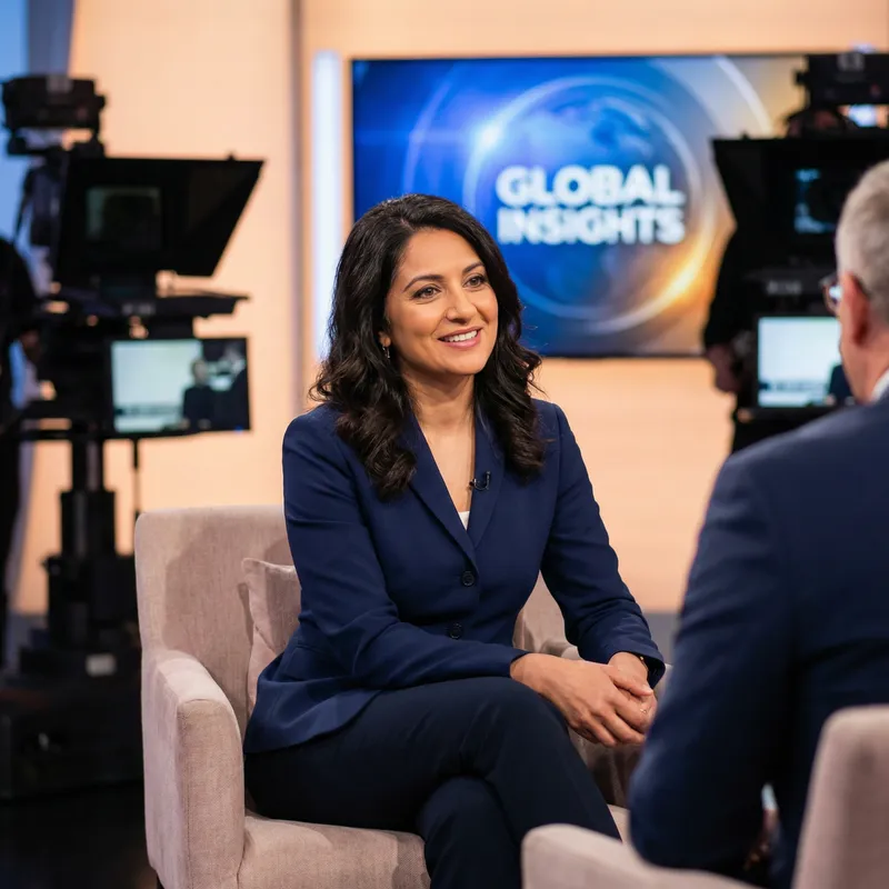 Charismatic Middle-Eastern TV Presenter in Style