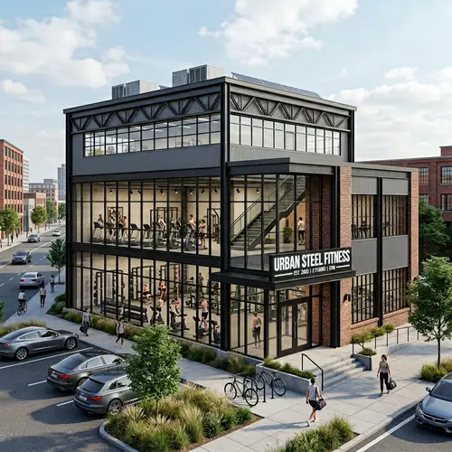 Modern Two-Story Industrial Gym Design