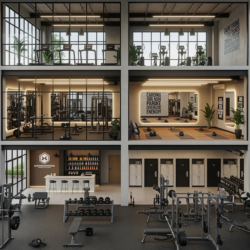 Modern Two-Story Industrial Gym Design