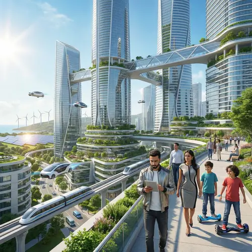 Futuristic World of 2050: Skyscrapers & Sustainability