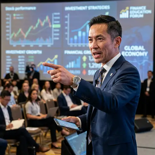 Finance Educator Pointing with Intensity | Portrait Art