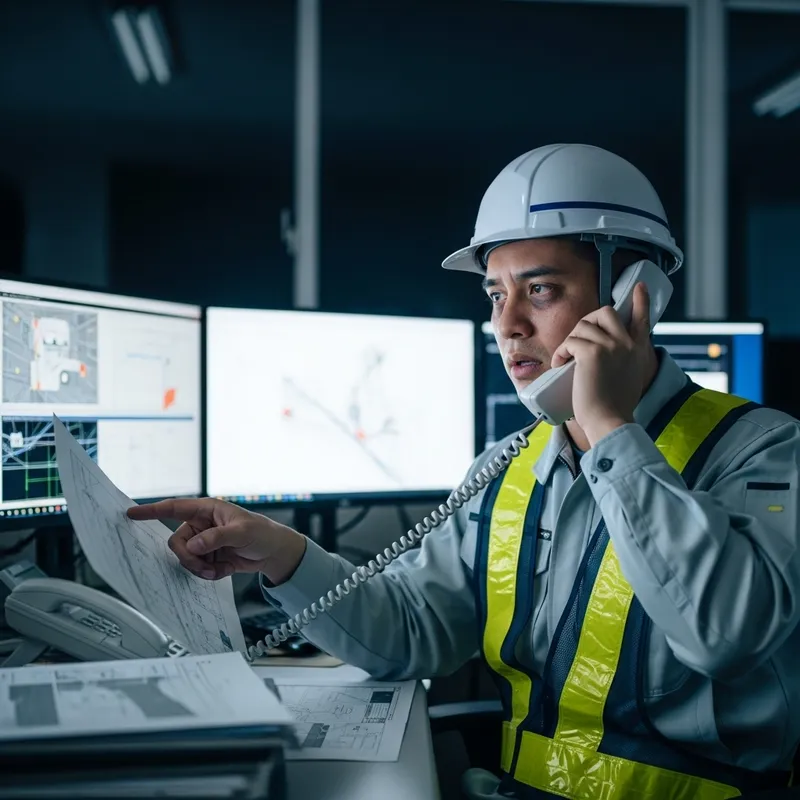 Overworked Japanese Construction Manager at Night