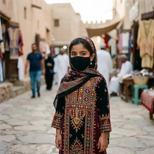 Young Middle-Eastern Girl in Black Face Mask | Determination & Strength