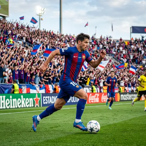 Athletic Soccer Player Leading Ball with Agility and Speed