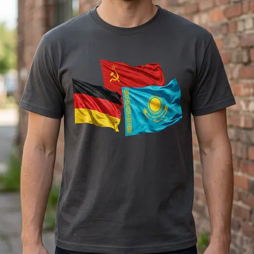 Flags of Germany, Soviet Union & Kazakhstan T-shirt Design