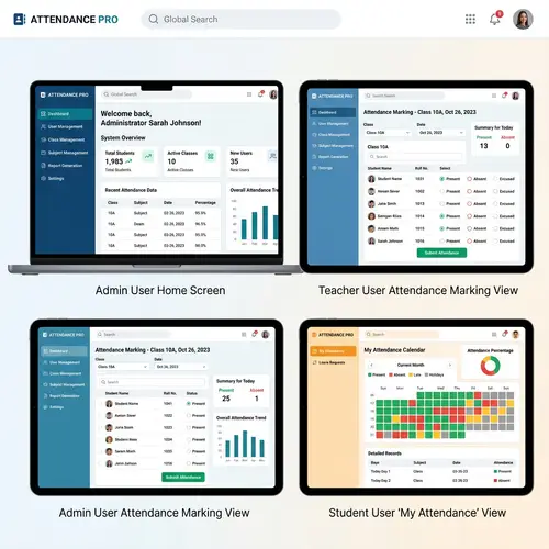 Attendance Management System UI Mockup | Java & MySQL