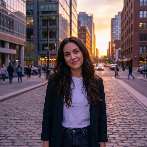 24-Year-Old Hispanic Caucasian Woman in Urban Sunset Cityscape
