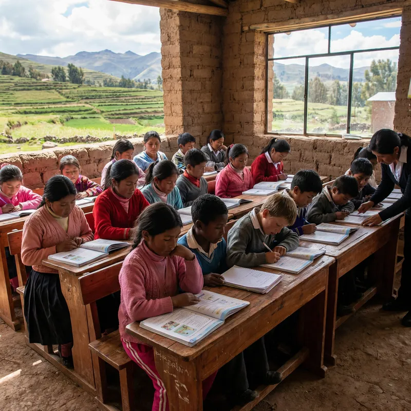 Children Studying at Rural School in Peru Children Studying at Rural School in Peru