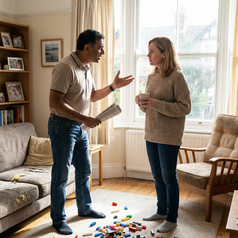 Intense Argument Between a South Asian Man and a Caucasian Woman in Home Intense Argument Between a South Asian Man and a Caucasian Woman in Home