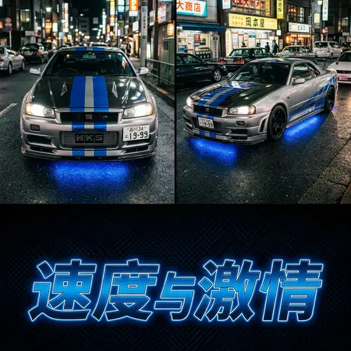 1999 Nissan Skyline GT-R R34 Custom Silver JDM Car with Blue Stripes