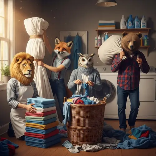 Laundry Bundling with Animal Heads Design
