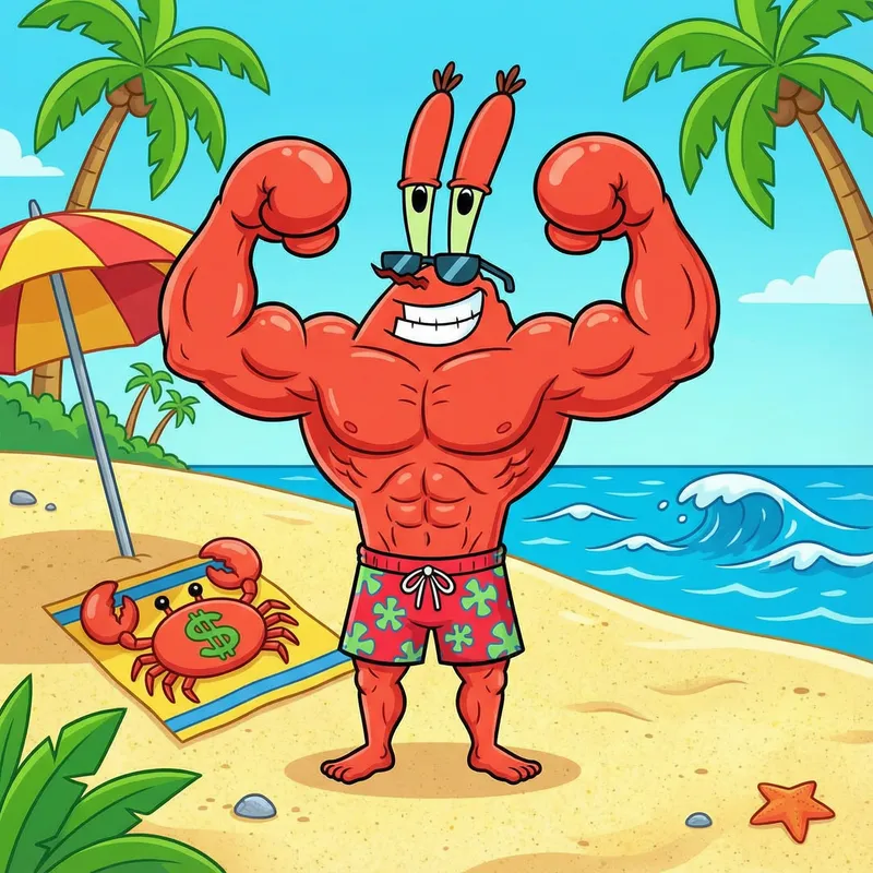Attractive Mr. Krabs Cartoon on the Beach