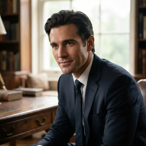 Handsome Caucasian Male Portrait in Stylish Suit