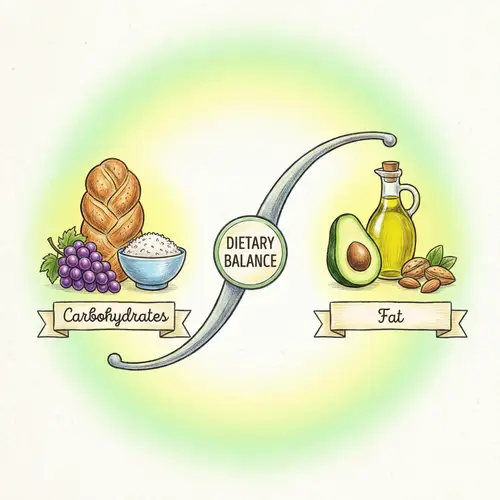 Food Nutrition Illustration - Carbohydrates vs Fat