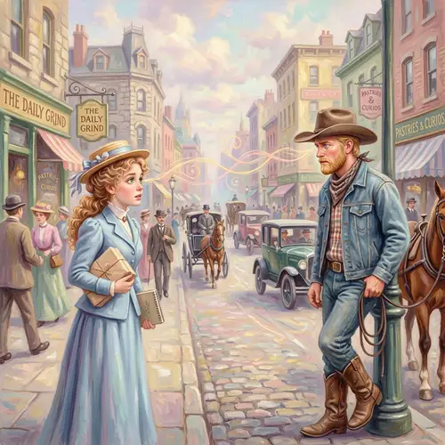 Whimsical Urban Romance Illustration | Oil Painting