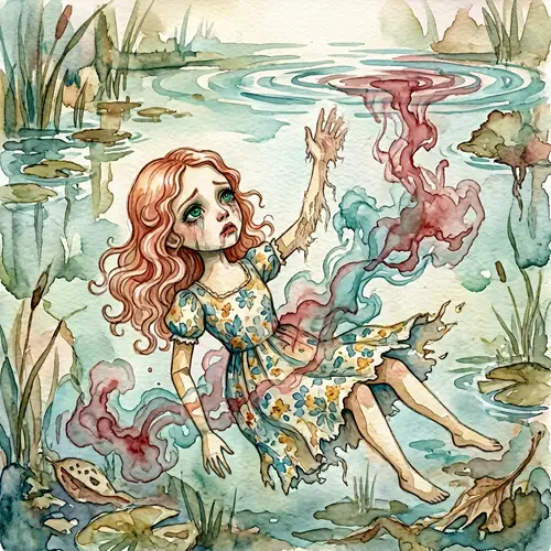 Fragile Paper Doll in Enchanting Watercolor Spectacle