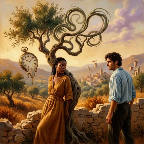 Surreal Oil Painting of Forbidden Summer Love
